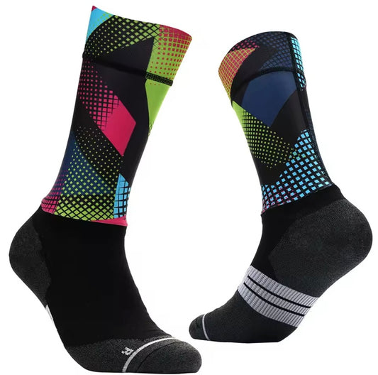 Neon Grid Cycling Aero Socks