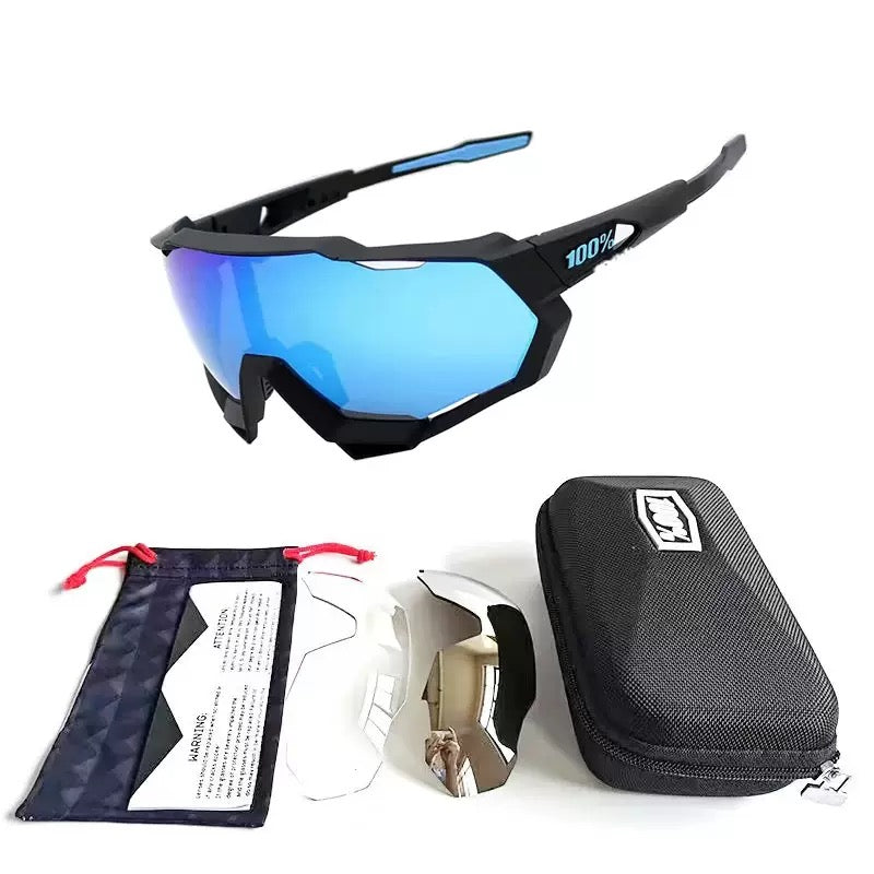 100% Speedtrap Cycling Sunglasses – Red/Orange Mirror (3 Lens Set)