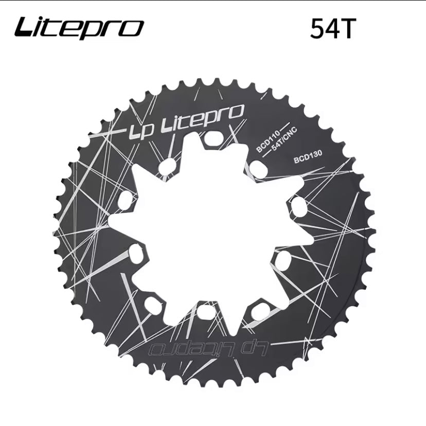 Litepro Oval Chainring – 54T CNC Alloy (BCD 110/130)