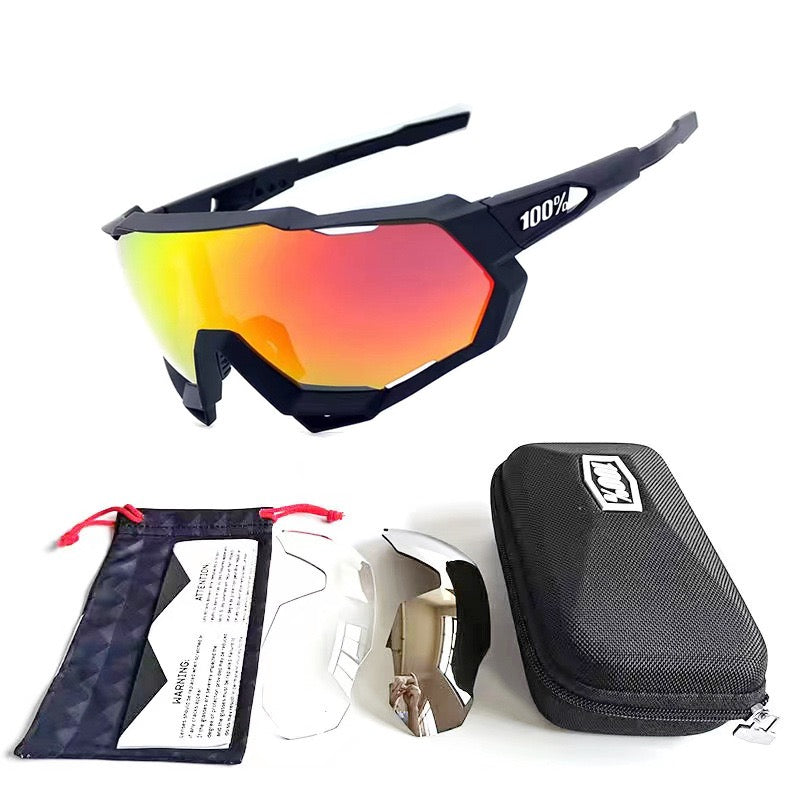 100% Speedtrap Cycling Sunglasses – Red/Orange Mirror (3 Lens Set)